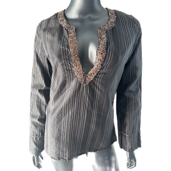 Day Birger et Mikkelsen Silk Sequins Neckline Black Blouse Sz 34 XS - Picture 1 of 9